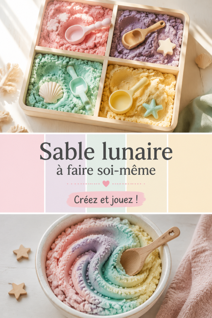 Sable lunaire fait maison dans un bol, prêt à être utilisé par des enfants