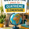 Enfant explorant une carte du monde, apprenant la géographie de manière ludique.