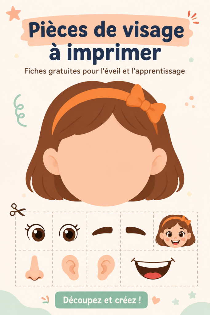 Imprimables de parties de visage colorées pour enfants