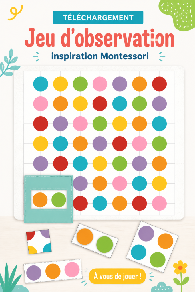 Jeune enfant jouant à un jeu d'observation Montessori