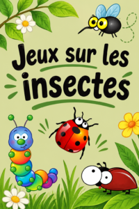 Enfants jouant à un jeu éducatif sur les insectes, découvrant la nature.