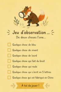 Un enfant jouant à un jeu d'observation avec concentration, illustrant le plaisir de l'apprentissage actif.
