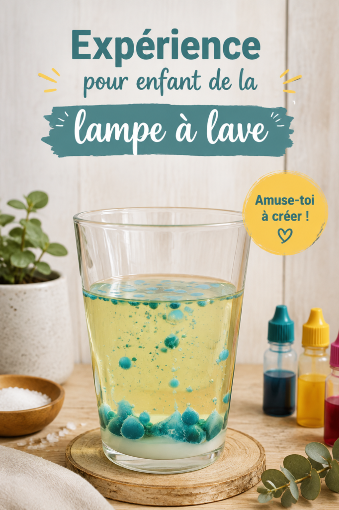 Une lampe à lave colorée réalisée par des enfants, mettant en avant la créativité et l'apprentissage
