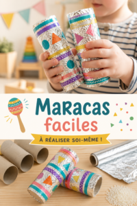 Deux enfants s'amusent à créer des maracas colorées en utilisant des matériaux recyclés.