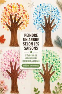 Enfant peignant un arbre coloré représentant les saisons pour une activité Montessori