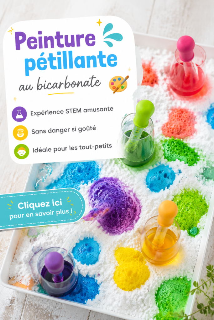 Enfants faisant de la peinture pétillante à l'aide de bicarbonate de soude et de colorants