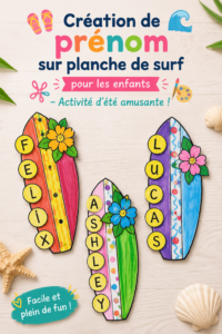 Enfants créant des planches de surf colorées durant une activité d'été