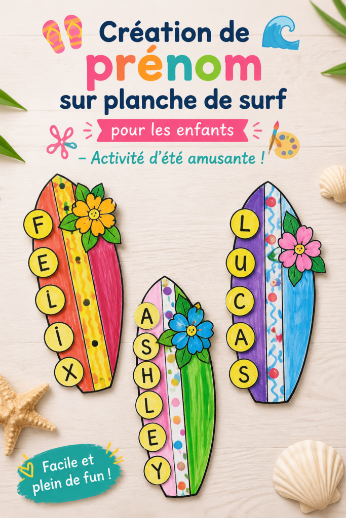 Enfants créant des planches de surf colorées durant une activité d'été