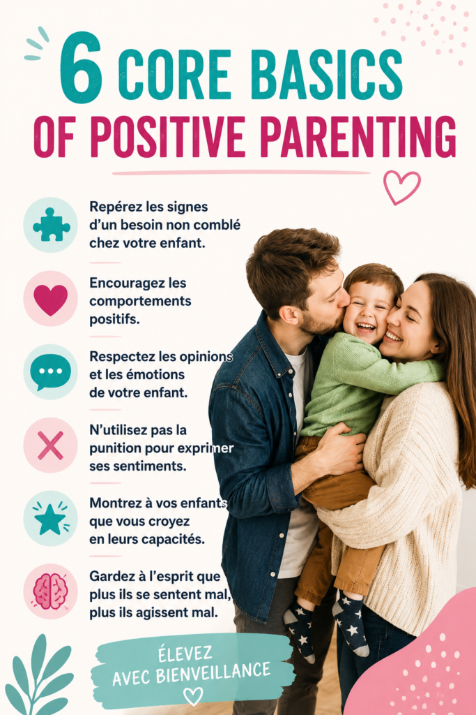 Image illustrant une famille heureuse pratiquant la parentalité positive.