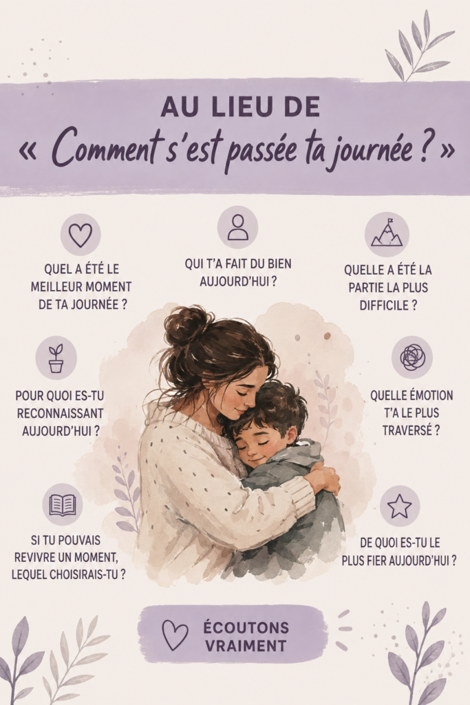Famille engagée dans une conversation chaleureuse autour de la table