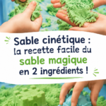 Sable cinétique coloré dans des moules, parfait pour les enfants.