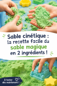 Sable cinétique coloré dans des moules, parfait pour les enfants.