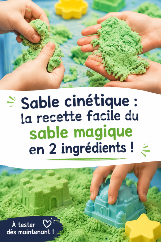 Sable cinétique coloré dans des moules, parfait pour les enfants.