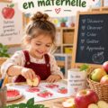 Photo d'enfants en maternelle en train de découvrir des pommes lors d'une activité Montessori