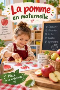 Photo d'enfants en maternelle en train de découvrir des pommes lors d'une activité Montessori