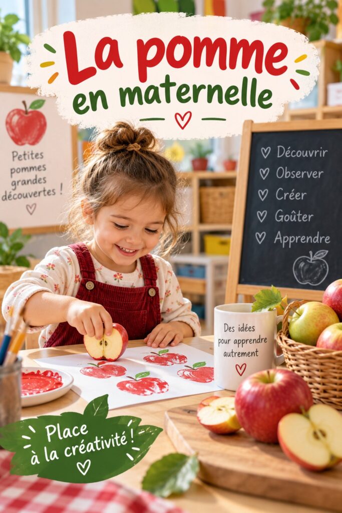 Photo d'enfants en maternelle en train de découvrir des pommes lors d'une activité Montessori