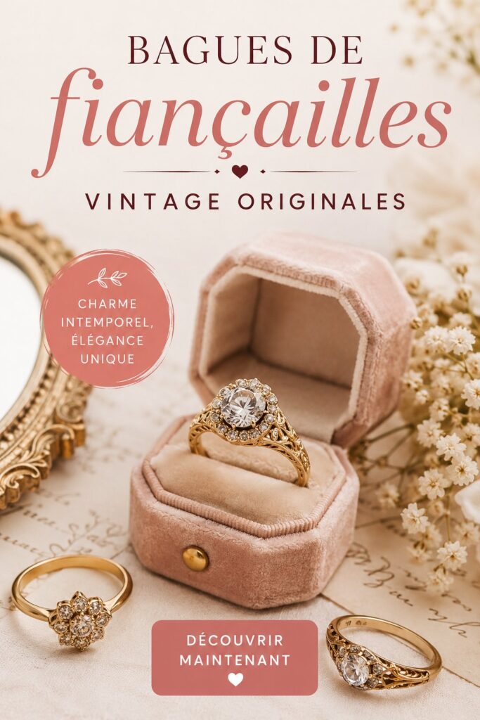 Bague de fiançailles vintage élégante ornée de pierres précieuses