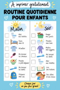 Checklist quotidienne pour enfants colorée et attrayante