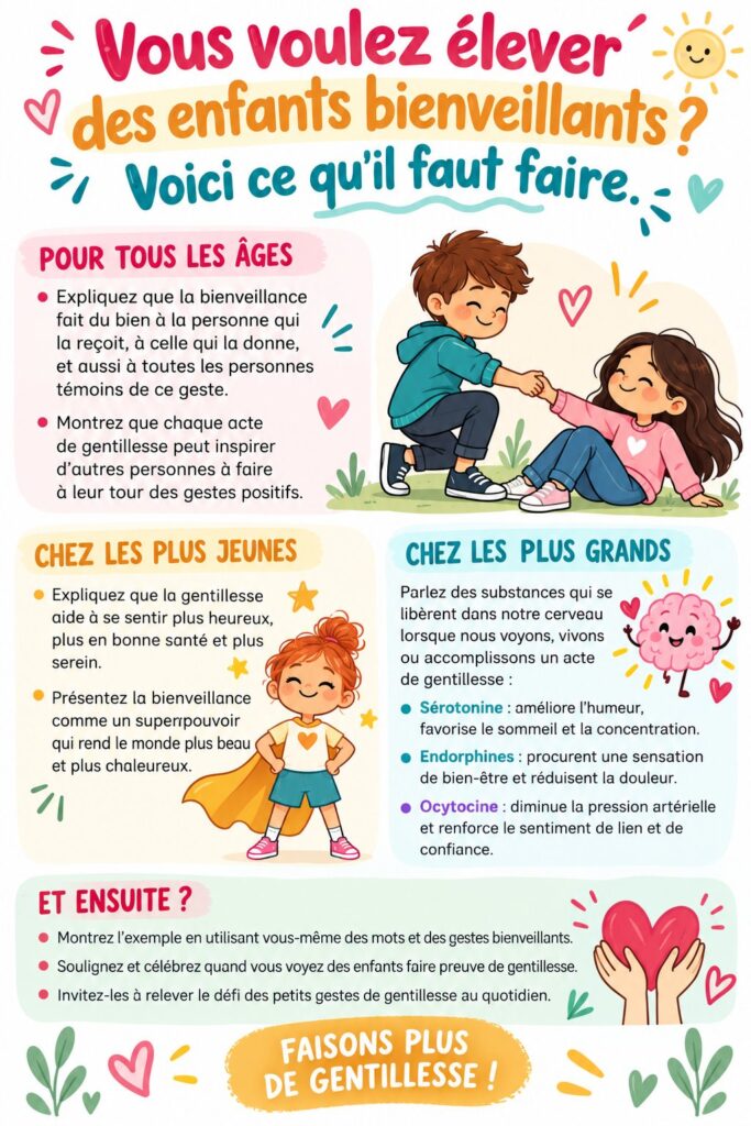 Un enfant souriant entouré d'amis, illustrant la bienveillance et l'empathie.