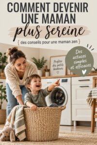 Une mère qui prend un moment de calme avec son enfant dans un espace serein.