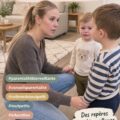 Une mère lisant un livre sur la discipline douce avec son enfant, illustrant l'éducation respectueuse.