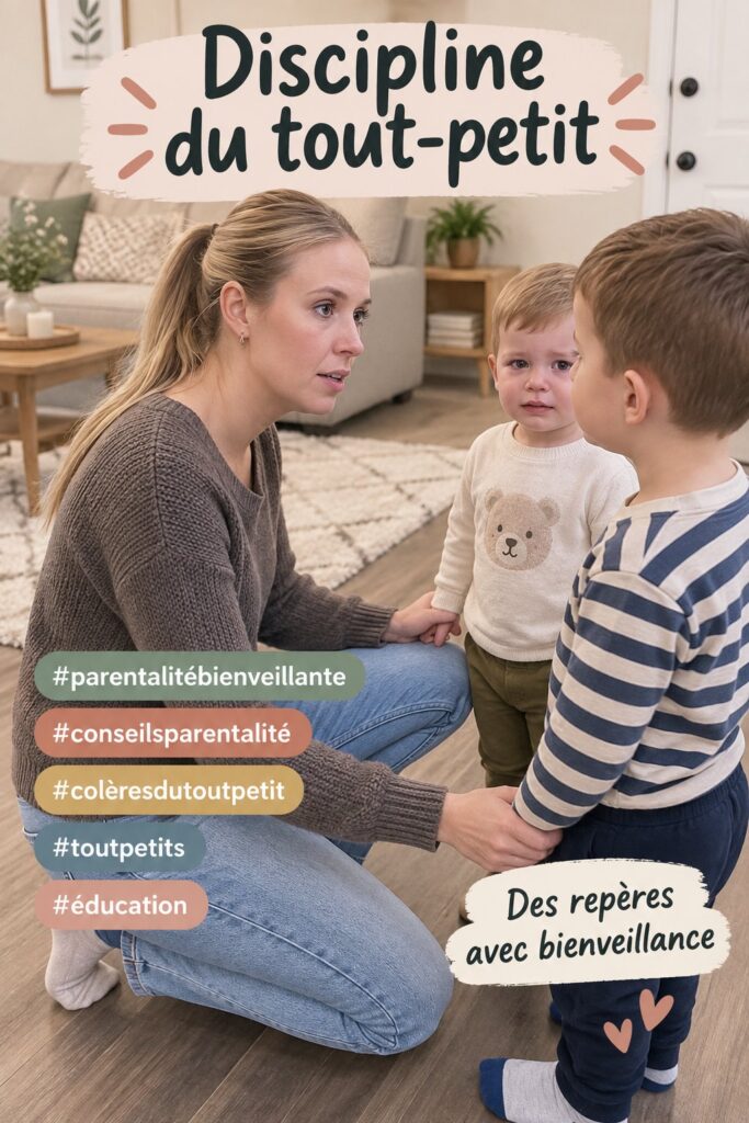 Une mère lisant un livre sur la discipline douce avec son enfant, illustrant l'éducation respectueuse.
