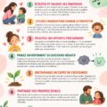 Un enfant souriant parlant avec un parent, illustrant la communication positive