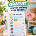 Un enfant utilisant un emploi du temps visuel coloré pour organiser sa journée.