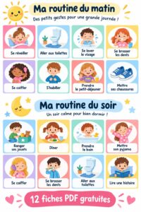 Exemple d'emploi du temps visuel coloré pour enfants