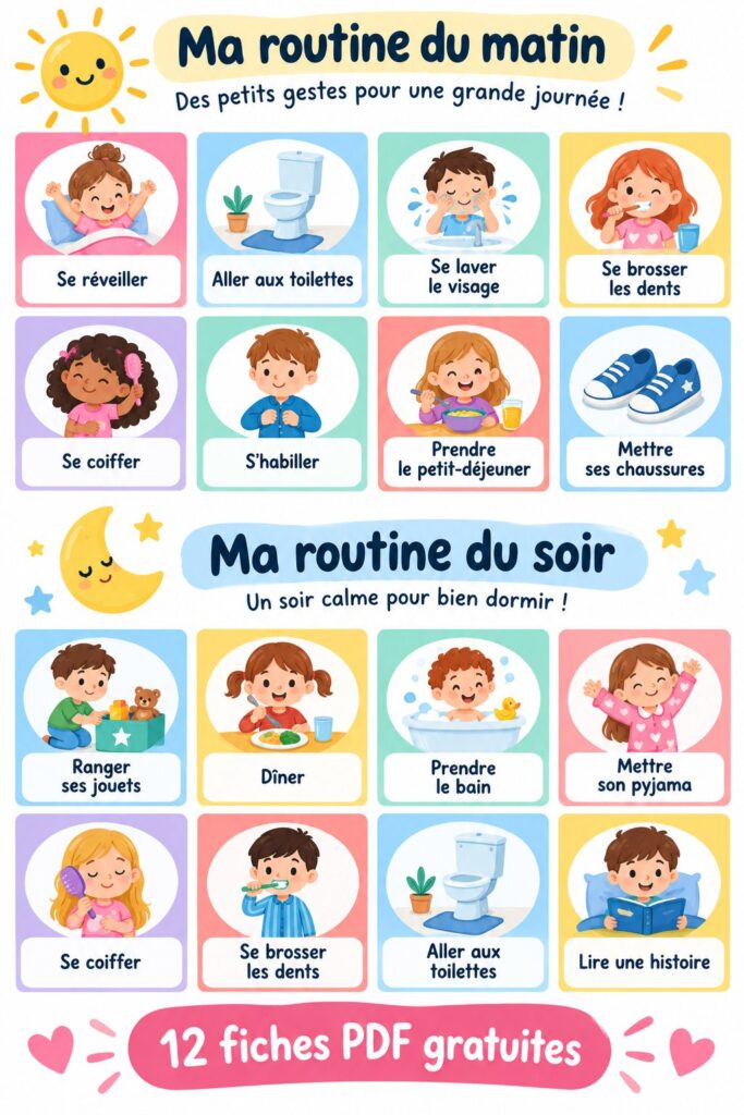 Exemple d'emploi du temps visuel coloré pour enfants