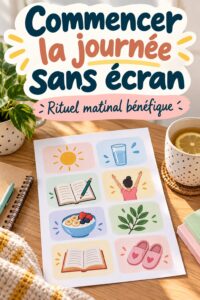 Famille profitant d'une matinée sans écrans ensemble, engageant dans des activités créatives.