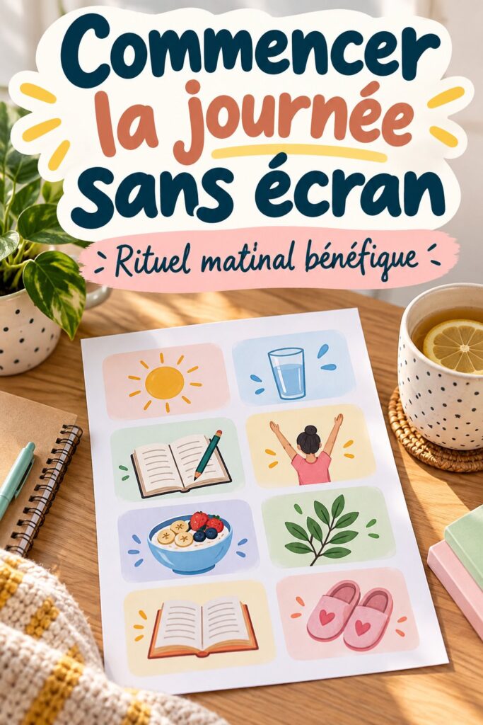 Famille profitant d'une matinée sans écrans ensemble, engageant dans des activités créatives.