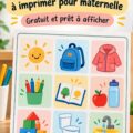 Menu matinal à imprimer pour l'école à la maison, avec des illustrations colorées.