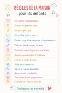 Modèle de règles de maison colorées pour enfants, ludique et engageant