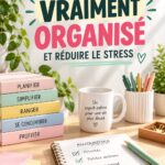 Un planning familial coloré sur une table avec des crayons et des marqueurs, représentant une organisation estivale.