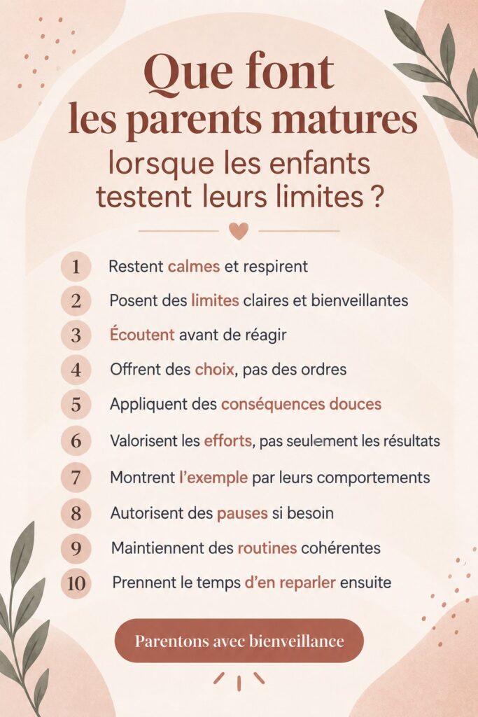 Un parent discutant doucement avec un enfant qui teste ses limites