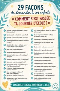 Un parent posant des questions à son enfant après l'école pour mieux comprendre sa journée.