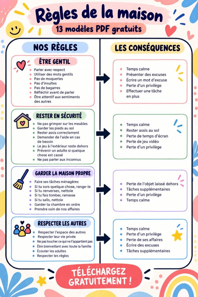 Vignette de 13 PDF gratuits sur les règles de vie en famille