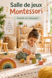 Salle de jeux Montessori avec des meubles en bois naturel et des jouets éducatifs