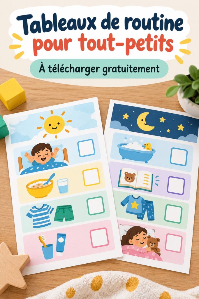 Un tableau de routine coloré pour enfants avec des illustrations et des tâches quotidiennes