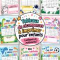 Tableau de récompenses imprimable coloré pour enfants sur un bureau