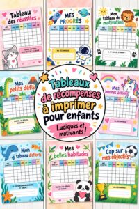 Tableau de récompenses imprimable coloré pour enfants sur un bureau