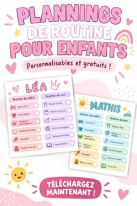 Tableau de routine personnalisé pour enfants affiché sur un mur coloré.