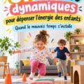 Groupe d'enfants jouant à un jeu dynamique à l'intérieur, illustrant une activité qui dépense leur énergie.