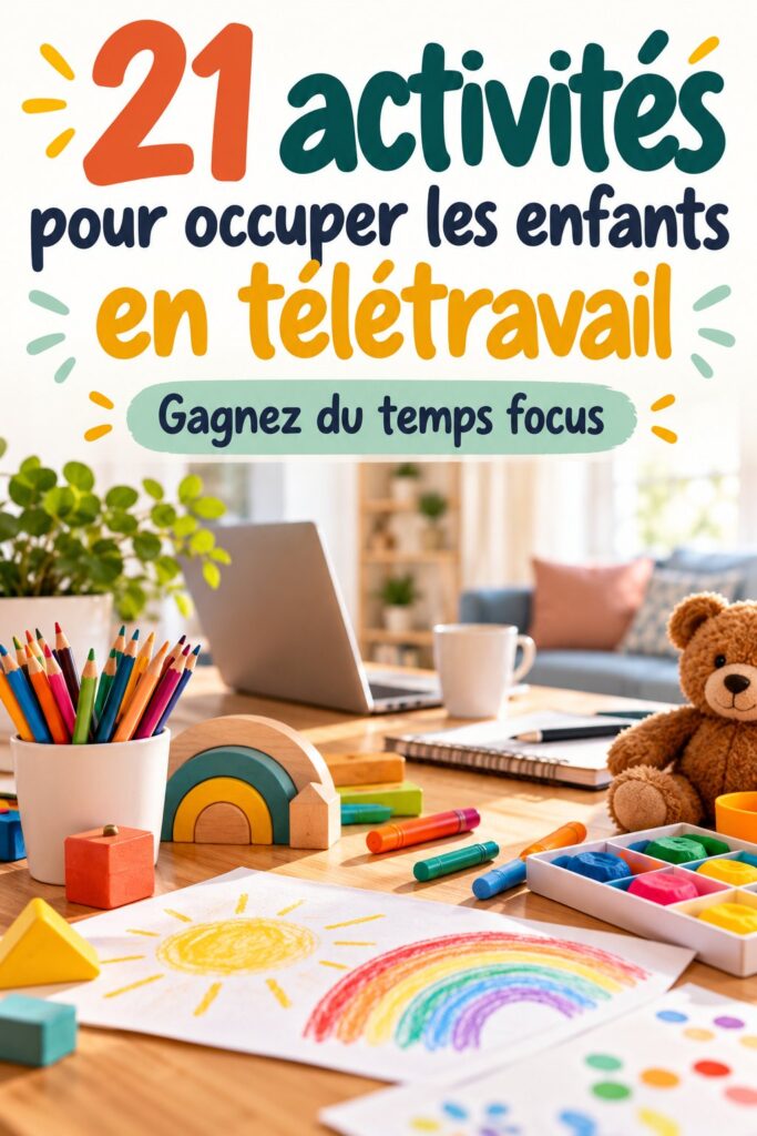 Un enfant s'épanouit en s'amusant avec des jeux éducatifs à la maison pendant le télétravail de sa maman.