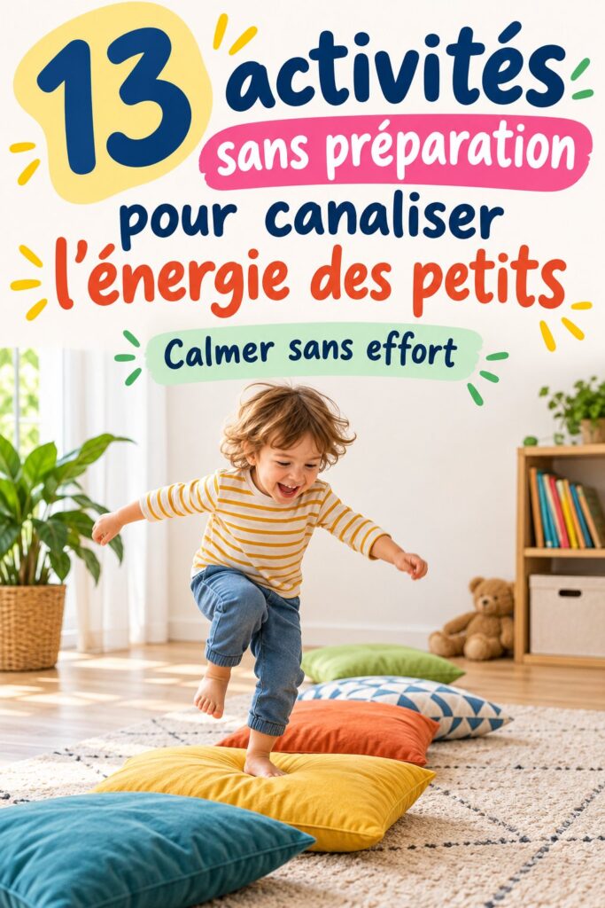 Un groupe d'enfants jouant à des activités sans préparation sur un tapis de jeu coloré.