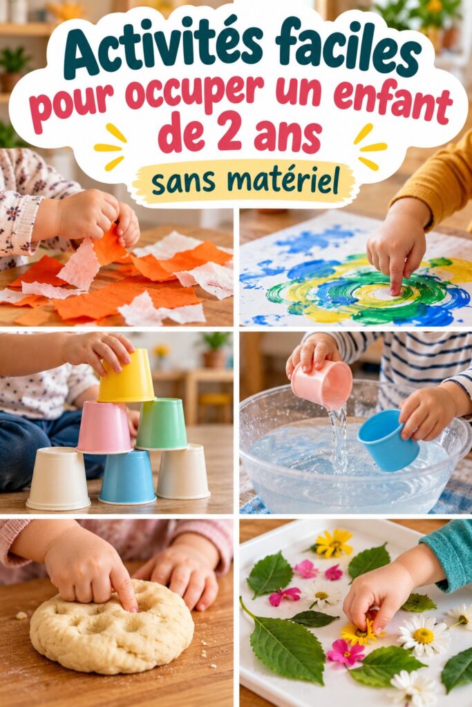 Un enfant de 2 ans jouant avec des blocs colorés sur un tapis