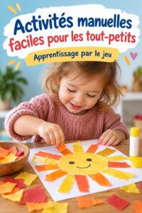 Enfant en train de réaliser une activité manuelle avec des matériaux colorés