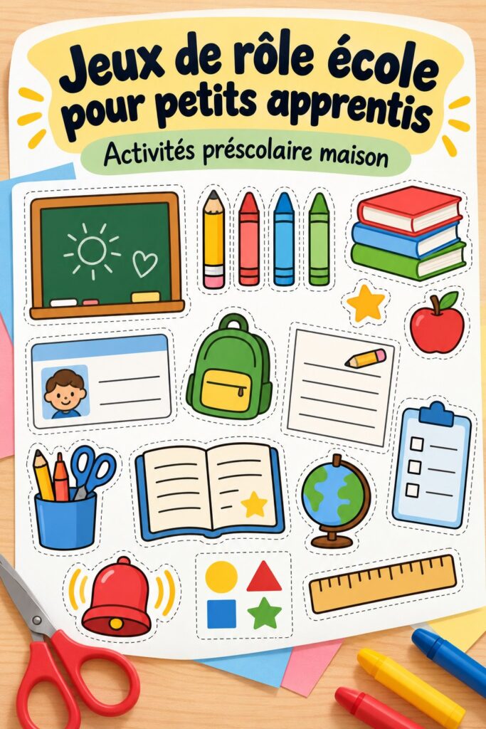 Enfant jouant à un jeu de rôle Montessori à la maison avec des accessoires