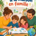 Enfants heureux apprenant à la maison avec des activités Montessori.